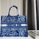 Dior Unisex CD Large Book Tote Fluorescent Blue Toile De Jouy Transparent Canvas