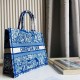 Dior Unisex CD Large Book Tote Fluorescent Blue Toile De Jouy Transparent Canvas