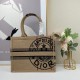 Dior Unisex CD Medium Book Tote Beige Jute Canvas Embroidered Union Motif