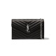 Saint Laurent Chain-strap YSL-plaque grained-leather wallet