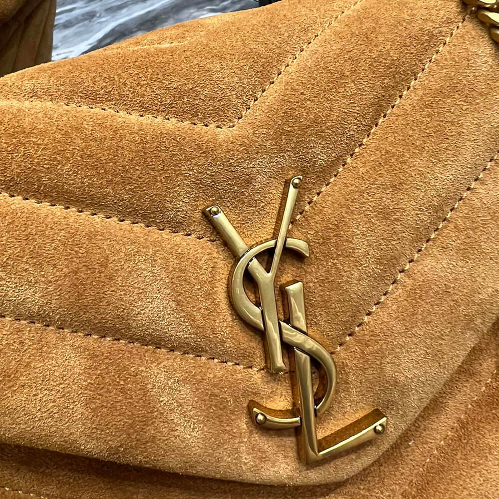 YSL LOULOU SMALL CHAIN BAG IN “Y” QUILTED SUEDE