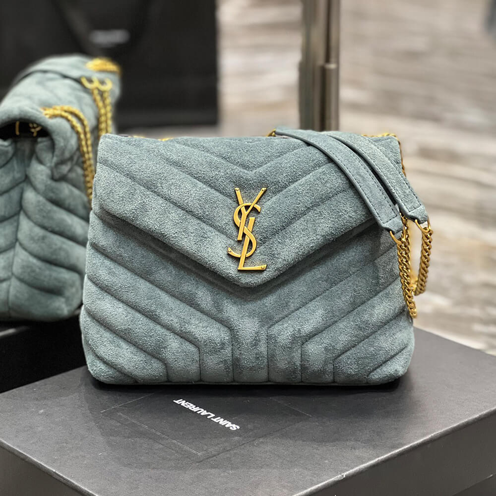 YSL LOULOU SMALL CHAIN BAG IN “Y” QUILTED SUEDE