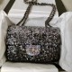 *Superior* Chanel Black and Silver Plaid Sequin Mini Single Flap