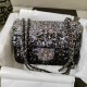 *Superior* Chanel Black and Silver Plaid Sequin Mini Single Flap