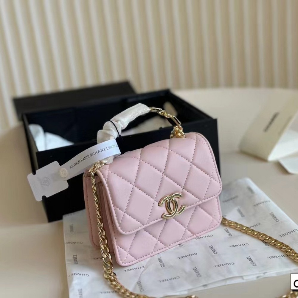 Chanel Mini Flap Bag with Top Handle - Pink