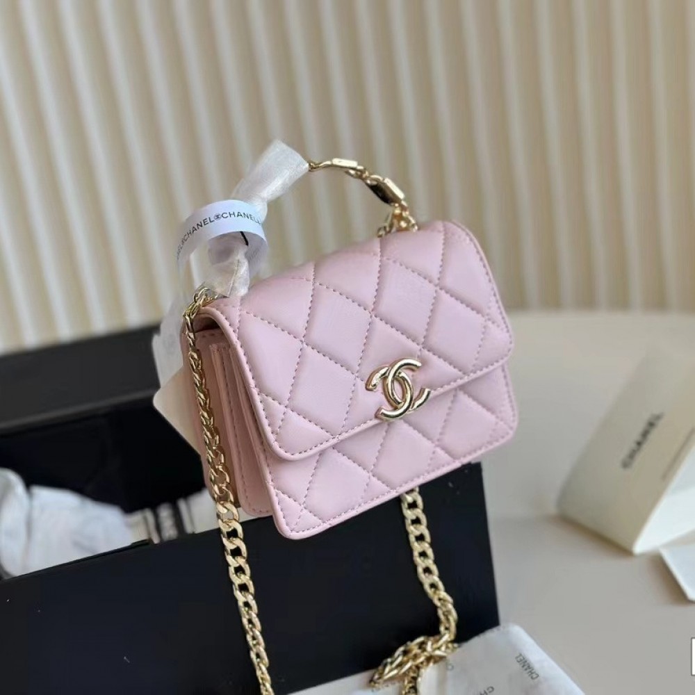 Chanel Mini Flap Bag with Top Handle - Pink